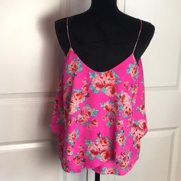 Paper Crane Layered Floral Pink Tank Top size Medium - Picture 9 of 9
